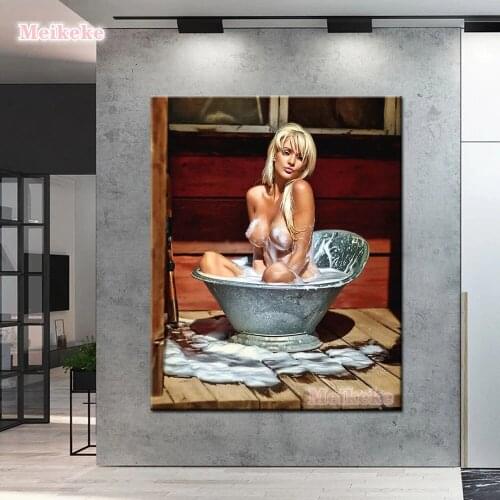 Diy 5D Bath Bathroom Naked Woman Full Diamond Painting Cross Stitch Kits Art Portrait 3D Paint By Diamonds mosaic Art