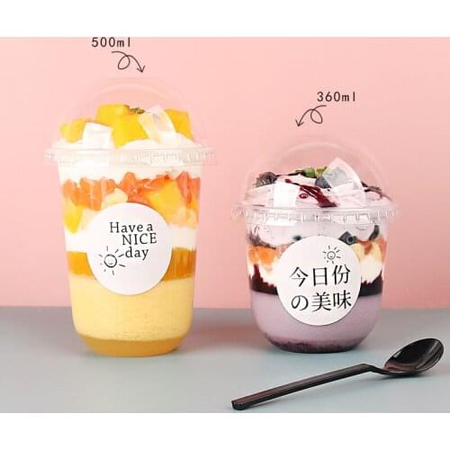 50pcs Net red dessert cups clear plastic cups ice cream cup pudding yogurt cups 360ml 500ml diy favors boxes mousse cake box
