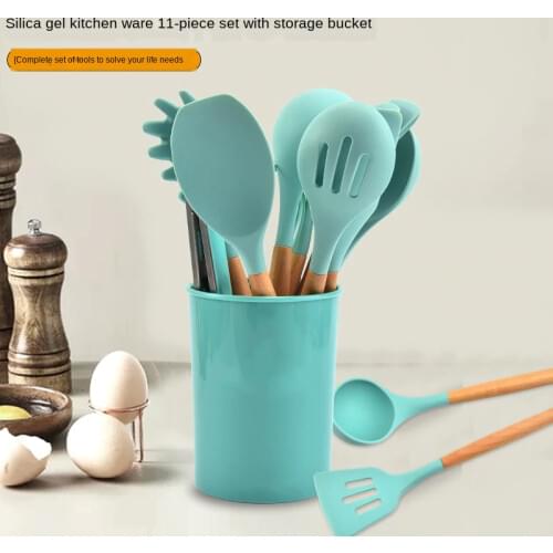 11pcs Cooking Tools Set Premium Silicone Kitchen Cooking Utensils with Storage Box Turner Tongs Spatula Soup Spoon Kitchenware
