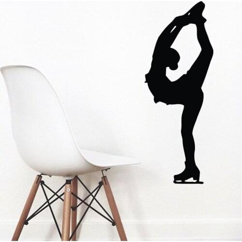 Figure Skating Wall Decals Woman Figure Skater Ice Skating Sport Home Gym Vinyl Sticker Kid Girl Nursery Baby Room Decor