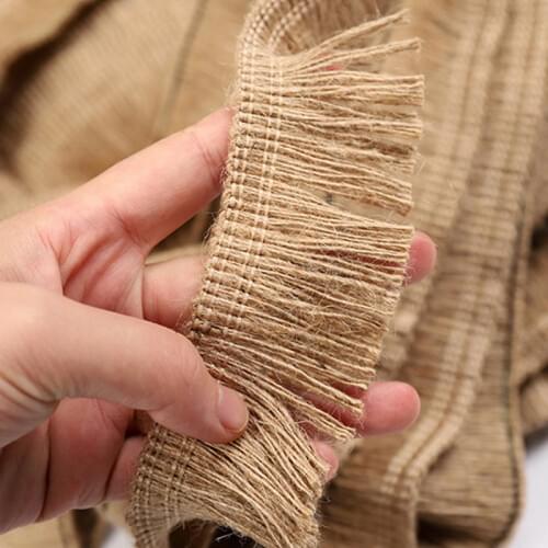 Natural Jute Tassel Lace Accessories for DIY Wedding Party Decoration Clothing Sewing Supplies Holiday Decoration Jute Length 1M