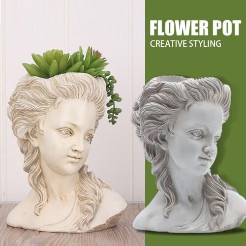 New Creative Adriana Sculpture Resin Flower Pot Desk Balcony Flower Pot Vase Resin Art Craft Decoration