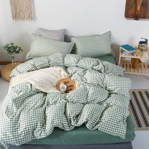 Green grid Duvet Cover 220x240 Pillowcase 3Pcs,Bedding Set,200x230 Quilt Cover,Blanket Cover, Bed Sheet, Double Queen King Size