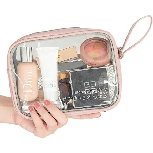 PU Women Travel Storage Bag Toiletry Organize Waterproof PVC Cosmetic Bag Portable Transparent MakeUp Bag Female Wash Bag 2021