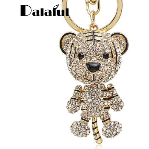 Lovely Tiger Crystal Rhinestone Keychain Purse Bag Buckle HandBag Pendant For Fashion Gift Car Keyring Holder K232 New