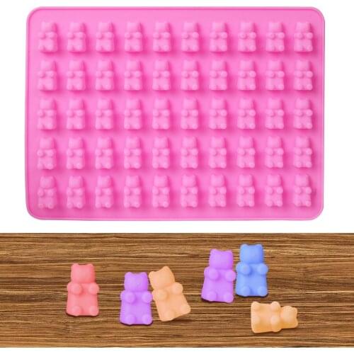 3D Mini Bear 50 Cavity Silicone Mold Chocolate Candy Ice Jelly Mold Fondant Baking Mould Cookie Cake DIY Decorating Tools