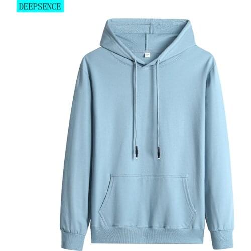 Solid Color Big Mens Hooded Solid Color Sweatshirt Long-Sleeved Hooded Top Solid Color Long-Sleeved Drawstring Hoodie Men