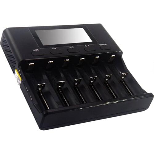 LII-S6 6 Slots Smart Lithium NiMH Battery Charger for 26650 21700 18650 18490 UK Plug