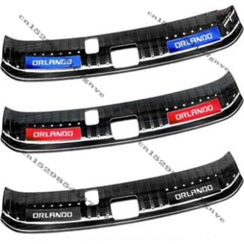 For Chevrolet Orlando 7 seat Black Titanium stainless steel Rear Bumper Protector Sill Trunk Rear guard Tread Plate Trim