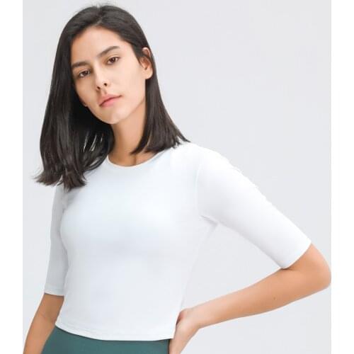 Nepoagym WELLLIFE Light Compression Women Workout Crop Top Naked Feel Short Sleeve Running Athletic Shirt Stretchy Yoga Tops