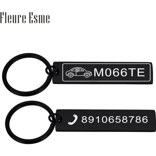 1PC Personalized Key Chain for Car Logo Plate Number Name Anti-lost Keychain for Women Men Keyholder Gift for Boyfriend Husband
