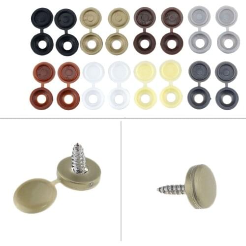 100PCS Practical Hinged Plastic Screw Fold Snap Protective Cap Button Nuts Cover Bolts Protect Furniture Exterior Decor Hardware