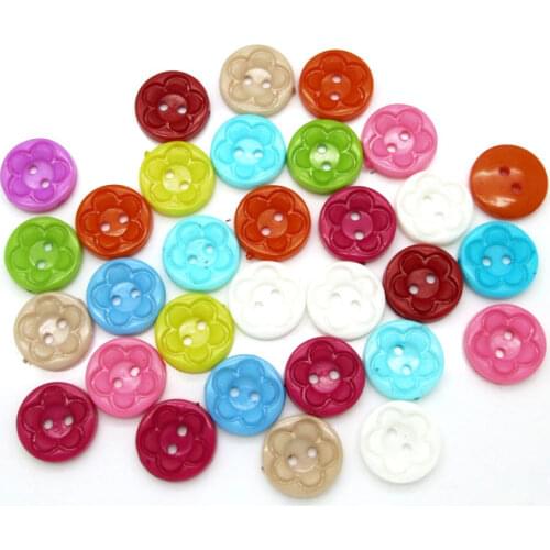 100Pcs Mixed Acrylic Round Flower Sewing Buttons For Kids Clothes Scrapbooking Decorative Botones Handicraft DIY Accessories