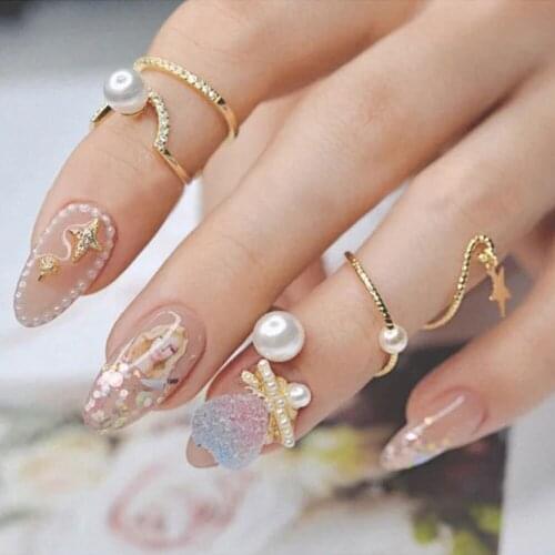 2pcs 3D Charm Metal Alloy Nail Art Rhinestone Decoration Luxury Pearl Ring Chain Bow Design Nails Zircon Jewelry Manicure Access