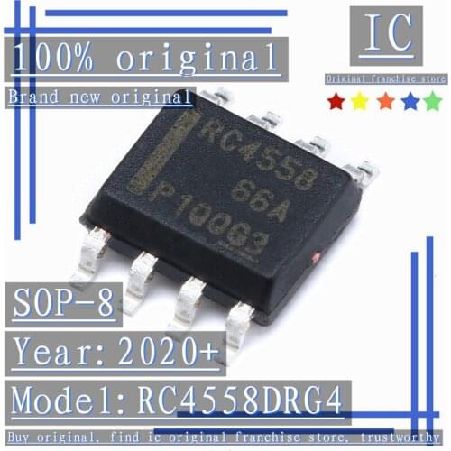2020+100% Brand new original 10PCS-50PCS RC4558DRG4 RC4558 SOP-8 Dual operational amplifier