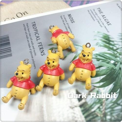 24PCS 4cm Disney high quality sewing Winnie Bear Pendant doll cream mobile phone shell material DIY accessories