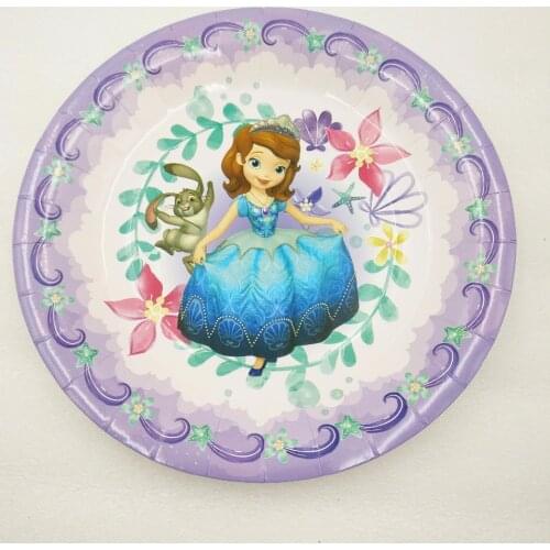 6pcs/lot 9inch Sofia Theme Plates Party Supplies For Kids Birthday Sofia Party Decoration Birthday/Festival Party Plates