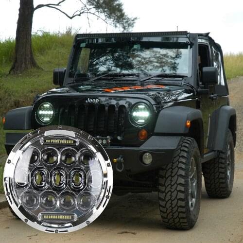 7inch Round 75W Auto led headlight Car driving light 12/24V led wrangler headlamps with DRL for Jeep jk Off road car LED