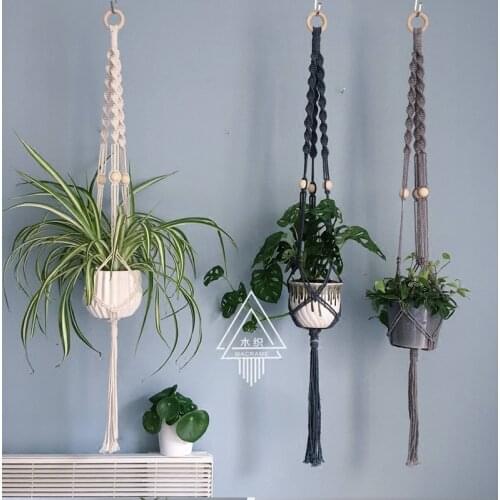 Free shipping 100% handmade plant hanger pot hanger pot tray hanger black brown