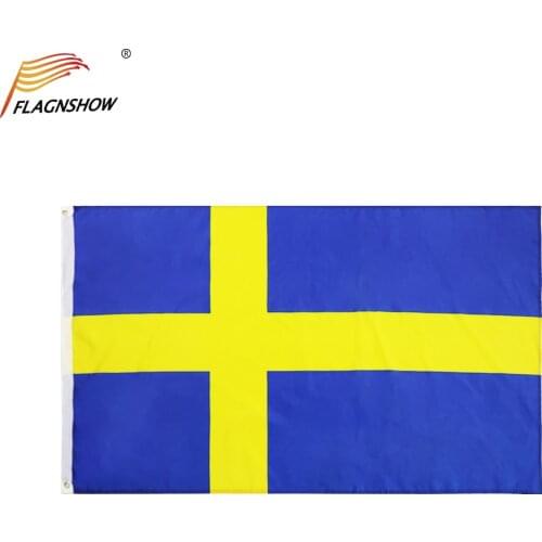 Flagnshow Swedish 3x5ft Polyester Hanging Flying Decorative Sweden Flag