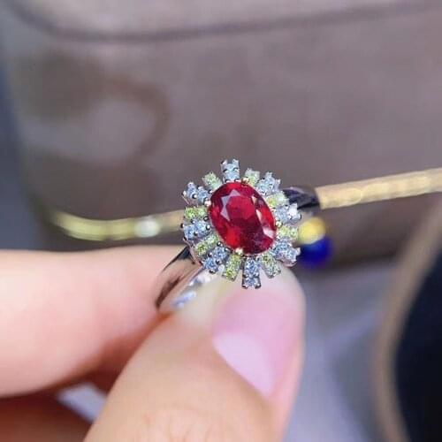Classic Oval Cuted Ruby Ring for Women Weeding 5x7mm Fine Jewelry High Quality Low Price with Certificate S925 Sterling Silver