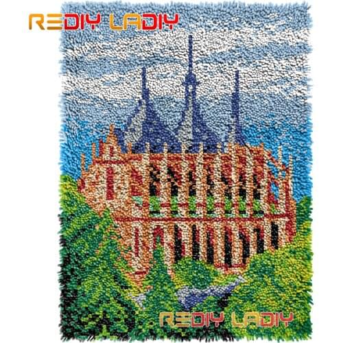 Latch Hook Rug Great Church Crocheting Wall Tapestry Kits DIY Carpet Rug Chunky Yarn Needlework Knitted Floor Mat Hobby & Crafts