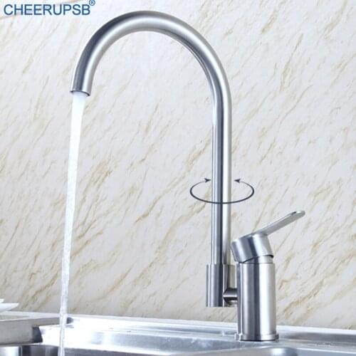 Sink Faucet Kitchen Stainless Steel Hot Cold Water Mixer Tap Lead Free Healthy Faucets Rotatable Modern Filtered Taps Torneiras
