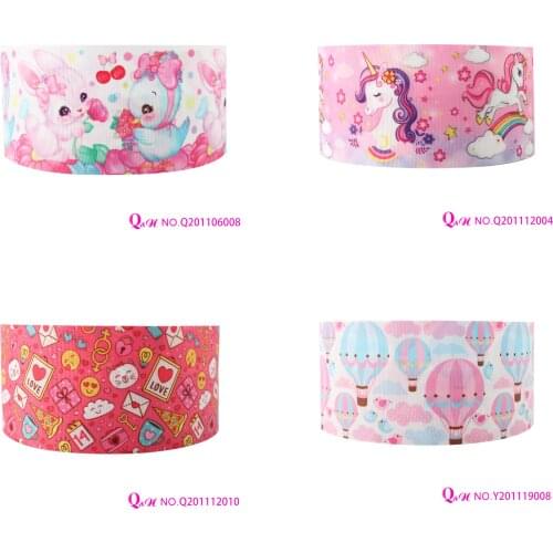 Q&N ribbon 22mm 25mm 38mm 50mm 75mm 50yard Dessert and Animals Printed Ribbons Gift Box With Logo DIY Accessories Free Shipping