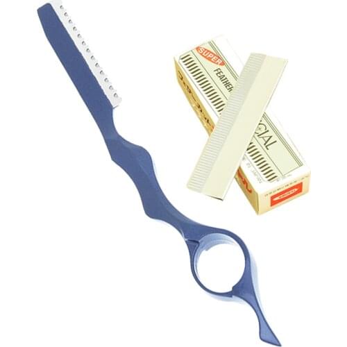 Meisha Professional Barbers Hair Cutting Razors Stainless Steel Hair Removal Cut Knife with Blades Scraping Eyebrow Knife HC0007