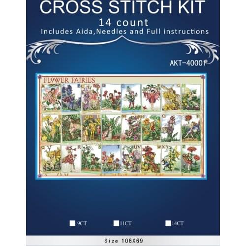 Top Quality Beautiful Lovely Counted Cross Stitch Kit Flower Fairies Alphabet Alphabetic Letters Words