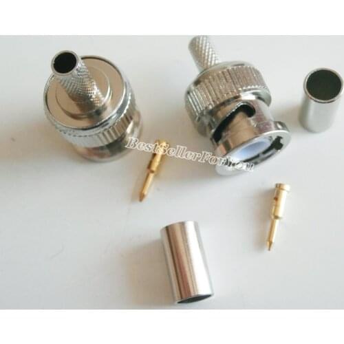 10Pcs BNC Male Plug Crimp For RG58 RG142 RG400 LMR195 RG223 Cable Coaxial Connector