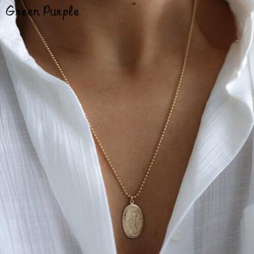 Coin Necklace Handmade Ball Chain Pendants Gold Wrap Jewelry Collier Femme Boho Chocker Necklace for Women