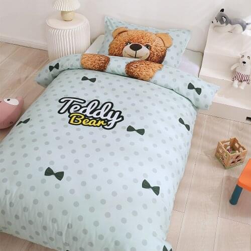 Cartoon Bear Pattern Family Bedroom Decoration Duvet Cover (including Pillowcase) Single/double/queen 2/3PS For Boys And Girls