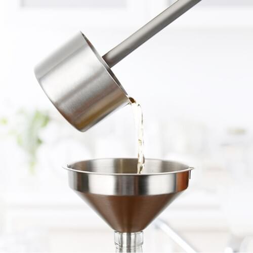 Practical Stainless Steel Wide Mouth Fill Liquid Wine Oil Honey Funnel Kitchen Home Hanging Tools