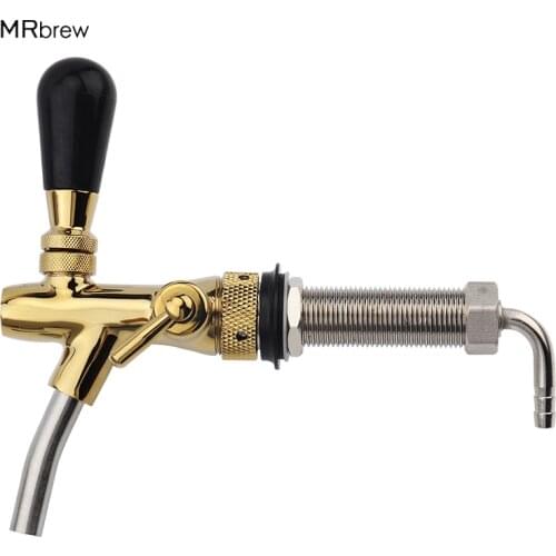 Adjustable Draft Beer Tap Chrome Golden Brass Beer Faucet with 4'' Shank for Bar Keg Dispenser Tap Homebrew Kegging