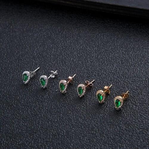 Luxury 925sterling silver Clear white Pear Shape AAA Full Cubic Zirconia Stud Earrings For Party Bridal Engagement Earrings