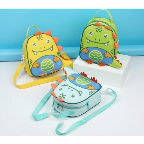 2021 Lovely Toddlers Cartoon Zipper Backpack Little Girls Boys Large Capacity Creative Dinosaur Printing Casual Schoolbag