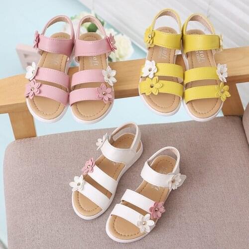 Girls Sandals Gladiator Flowers Sweet Soft Childrens Beach Shoes Kids Summer Floral Sandals Princess Fashion Cute High Quality