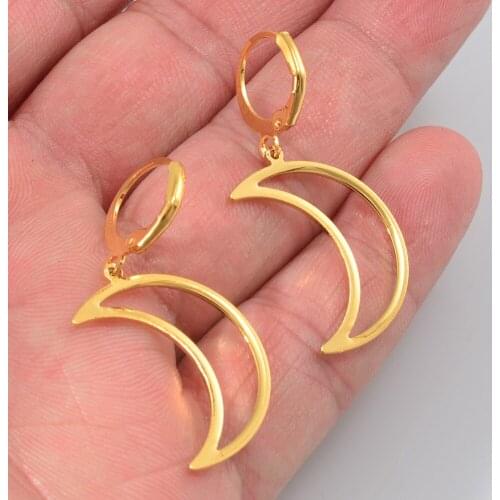 Anniyo Gold Color Moon Stud Earring for Women Girls Earrings Party Gifts Australia New Zealand Kiribati Jewelry Gifts #006009