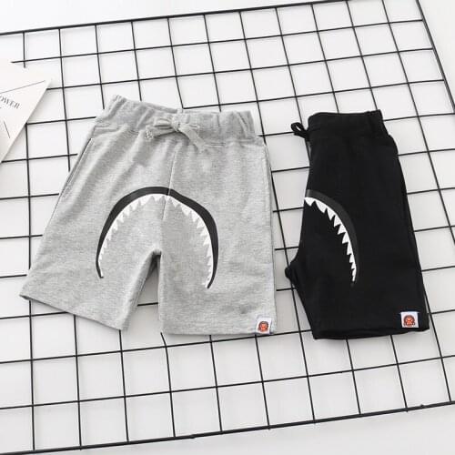 New Kids Boy Girls Cartoon Animal Black Gray Shark Pant Cool Summer Short Pants Children Hip Hop Pant
