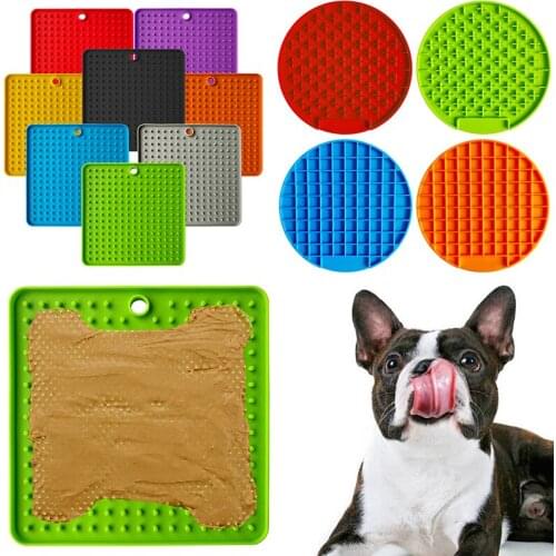 Dogs Cats Slow Food Bowls Dog Lick Pad Colorful Grooming Training Pad Feeding Food Bowl Pet Feeding Mat Silicone Mat