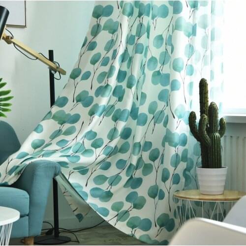 Nordic Curtains for Living diningRoom Bedroom Fresh Leaf Curtain Childrens Room ThickenedCurtain Finished Product Customization