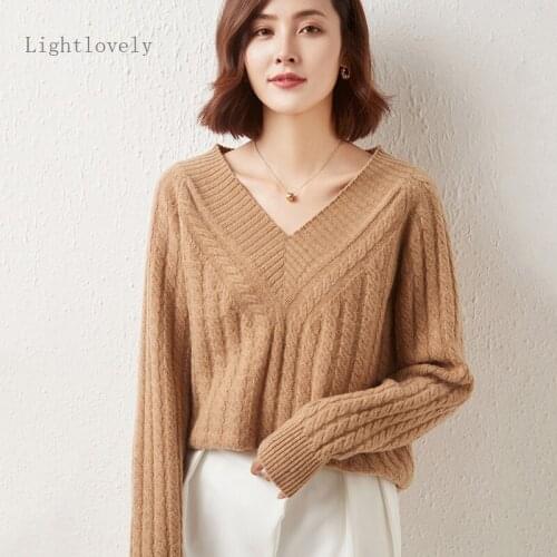 Super Warm Soft Cashmere V-neck Sweaters And Pullovers For Women 2021 Autumn Winter Pullover Female Jumper Female Brand Jumper