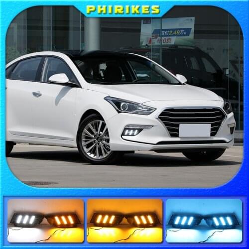 1Pair LED Daytime Running Light Turning Signal Lamp DRL Day Light Front Bumper Fog Light For Hyundai MISTRA 2017 2018 2019