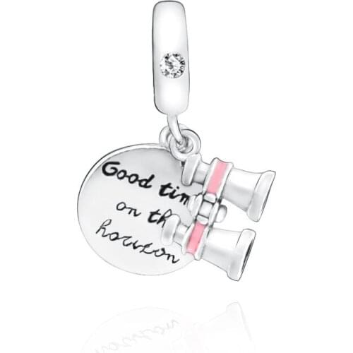 Universal Women gift 925 Sterling Silver Beads Telescope Dangle Pendant Charm Fit Original Pandora Bracelets DIY Fashion Jewelry