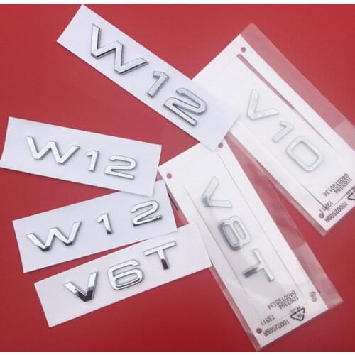 V6T V8T V10 W12 Letter Number Emblem for Audi A4L A5 A6L A7 A8L TT RS7 SQ5 Car Styling Fender Side Rear Trunk Badge Logo Sticker