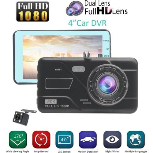 4.0 Car Dvr Dash Cam 1080P Full HD Video Recorder Auto DashCam With Front Rear Camera Rear View Recording Registrar Night Vision