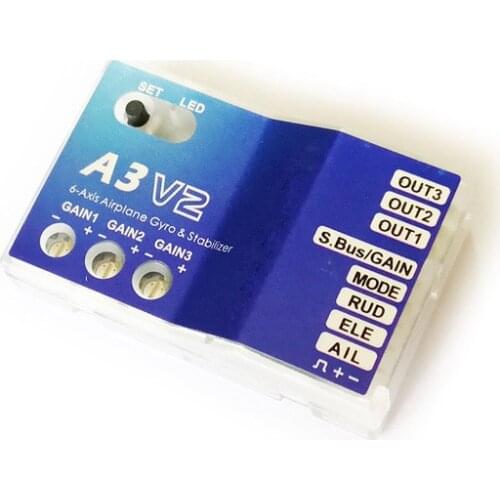 3 Axis Gyro A3 V2 Aeroplane Flight Controller Stabilizer for RC Airplane Fixed-wing Copter