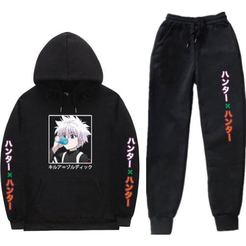 Japanese streetwear Hunter x Hunter Hoodies Sets Men woman Hoodie trousers Keep warm Sweatshirt Sets Autumn Winter Sportswear