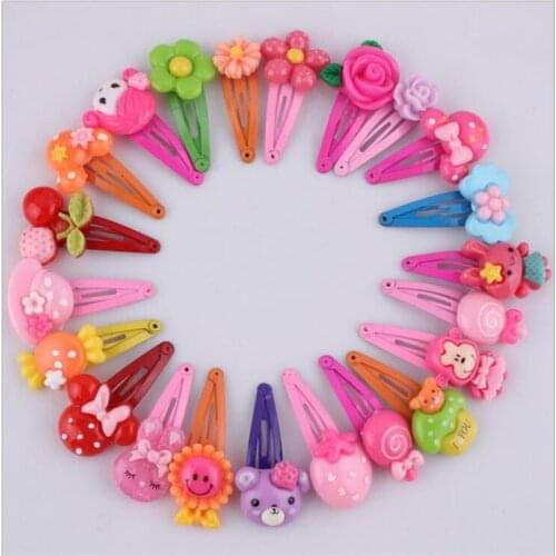 Korean Hairclips Cute Flower Hair Accessories Resin Cartoon Kids Headdress Candy Color Handmade Hairpins for Girls 10Pcs